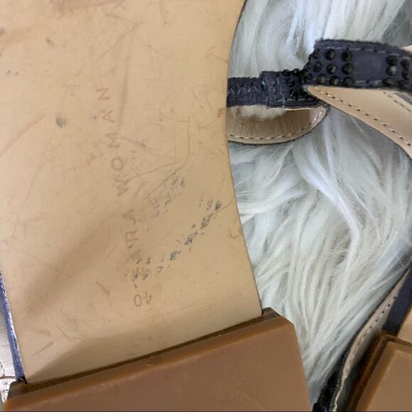 ZARA gray bejeweled split toe suede gladiator sandals 9.5 EUR 40 - Picture 5 of 8